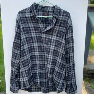 Black/Brown Mens Plaid Cotton Shirt